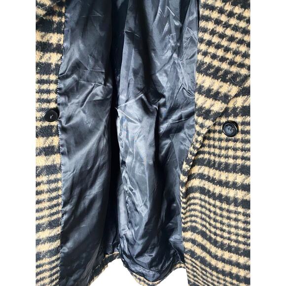 Avec Les Filles Women's Brushed Shawl Collar Houndstooth Plaid Jacket Black Tan - Picture 12 of 16